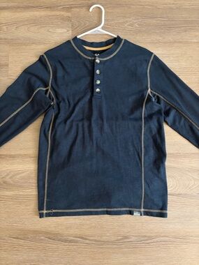 Pacific Trail Navy Tee with Tan Collar Accent